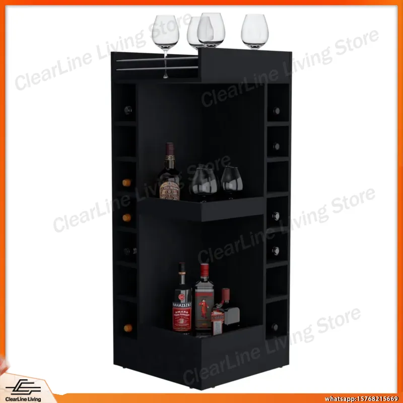 Wine Beer Rum - Черный угловой барный шкаф с винной